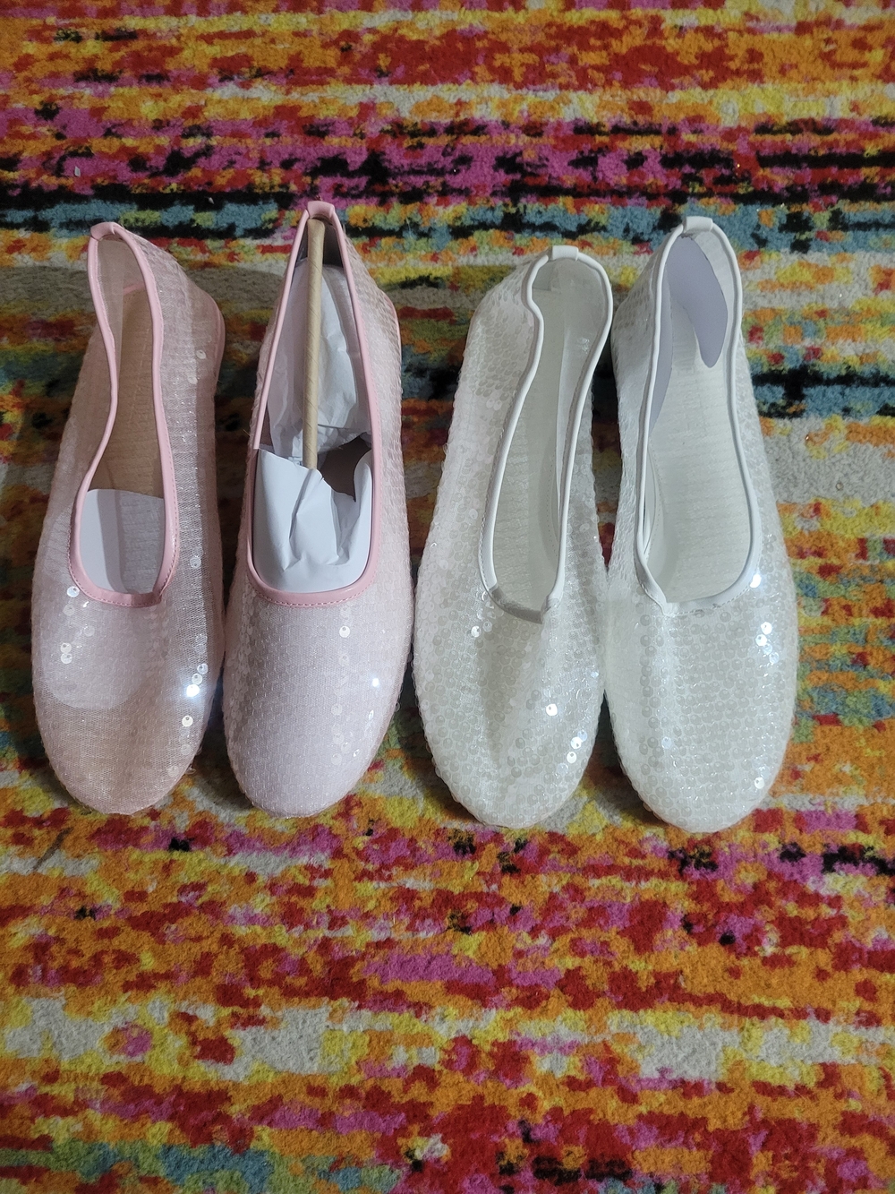 Steve Madden Sequin Ballet Flats in Pink and White. You Get Both Pairs. - Picture 2 of 5